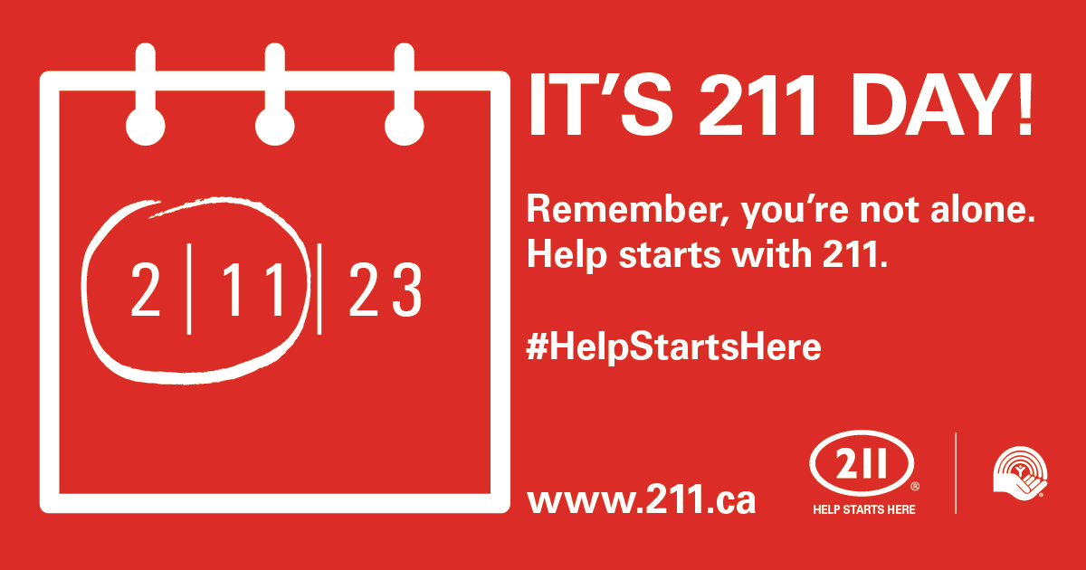 211 Day. remember, you're not alone. Help starts with 211