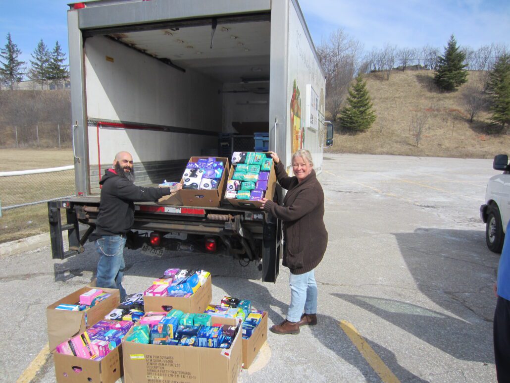 Loading donations into a truck