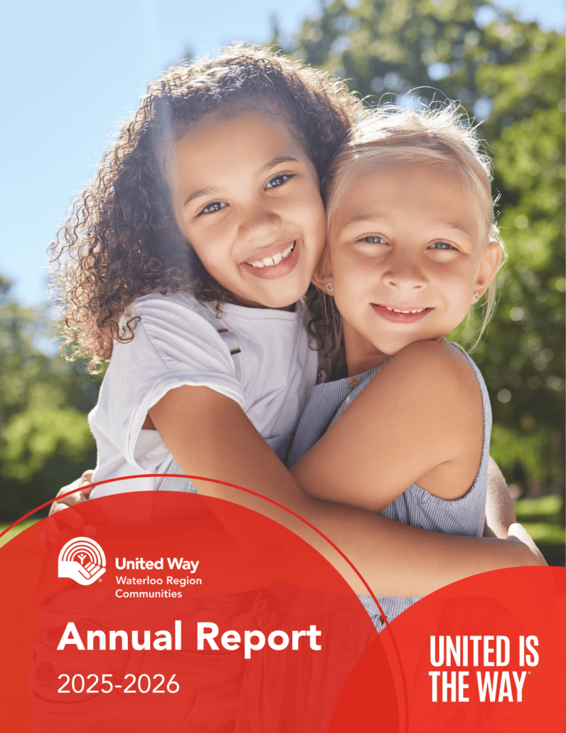 Smiling children hugging outdoors for United Way Waterloo Region Communities.